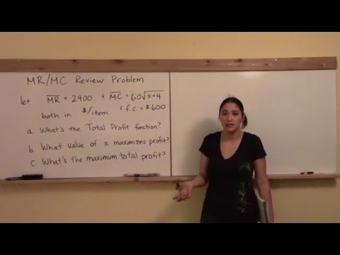 Business Mathematics 148 W10: Marginal Revenue/Marginal Cost Review