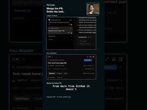 Merge the PR. T3 Code settles the task. thumbnail