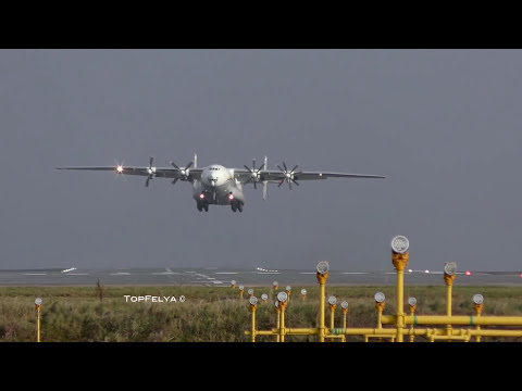 Antonov An-22 Crosswind Take Off Word's Biggest Turboprop Manchester Airport