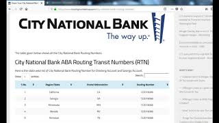 How To Find City National Bank Routing Number?