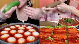 먹방 Spicy China Foods 🌶️ | Noodles + EGGS + boiled zucchini | eating sounds Mukbang ASMR