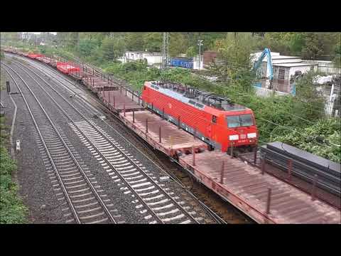 2 long freight trains  passing each other Oberhausen, Germany