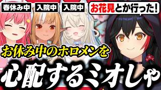 お休み中のホロメンの話や、ド珍でお花見に行った話を語るミオしゃ【ホロライブ/切り抜き/大神ミオ/さくらみこ/不知火フレア/フワモコ】