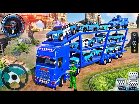 US Police Car Park Transporter Driving - Police Trailer Truck Driver Simulator - Android GamePlay #3