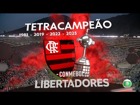 Apito final e comemoração 🇦🇱 Flamengo tetracampeão da Libertadores (Globo)