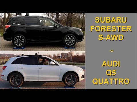 SLIP TEST - Subaru Forester S-AWD vs Audi Q5 QUATTRO - @4x4.tests.on.rollers