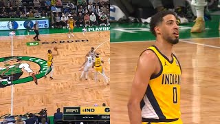 Tyrese Haliburton said to himself &quot;it&#39;s good&quot; before logo 3 went in vs Celtics 🥶