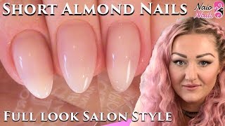Salon Style Short Almond Shape Acrylic Nails Full Look - Naio Nails Tutorial