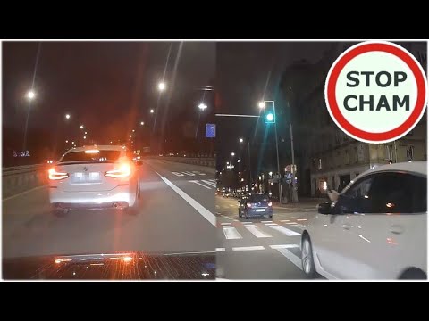 Agresor w BMW zajeżdża drogę i grozi pałką