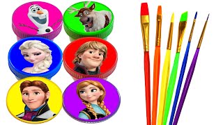 Disney Princess Drawing and Painting Rainbow Colors for Kids Frozen Elsa, Anna, Ariel, Rapunzel