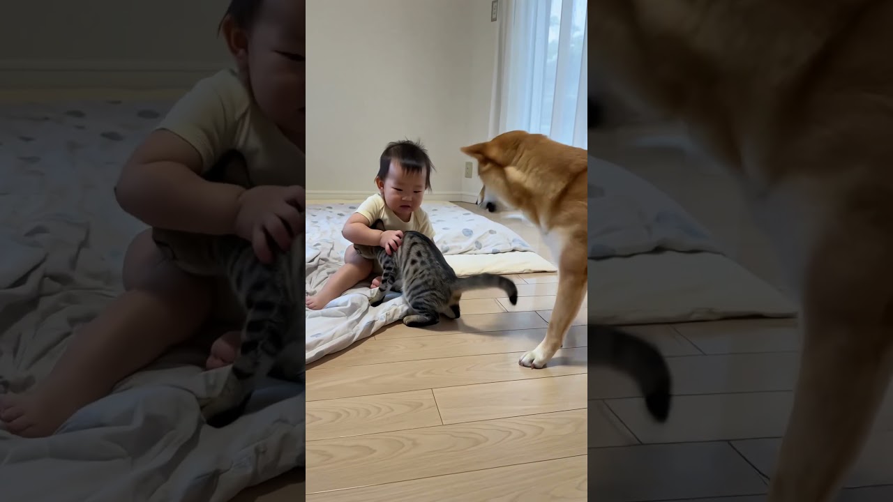 赤さん「ママー！」ｲｯﾇ「はいはい、ﾈｯｺつれてくよ～」ﾈｯｺ「ﾌﾞﾘｨ…」ｲｯﾇ「撤収でーす」　#shorts