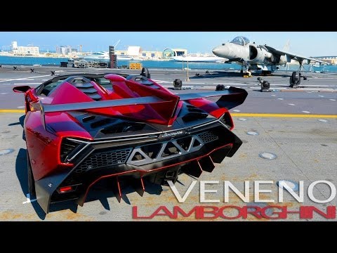 Lamborghini Veneno Roadster On Board the Naval Aircraft Carrier Nave Cavour