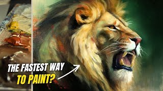 Creating a Painting in Only 1 Day  | Abstract Lion Alla Prima Oil Painting
