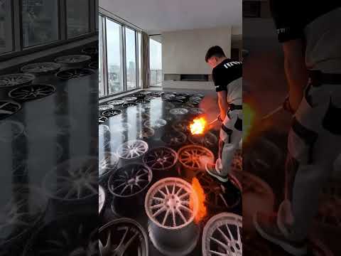 Epoxy Rim Floor Gone Crazy! #epoxy #floor #rims  #lamborghini #urus