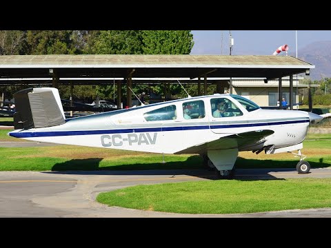 Beechcraft M35 Bonanza (CC-PAV) takeoff at Vitacura Municipal Airport (SCLC)