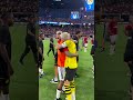 Jadon Sancho & Marco Reus happy to meet again & they hug each other