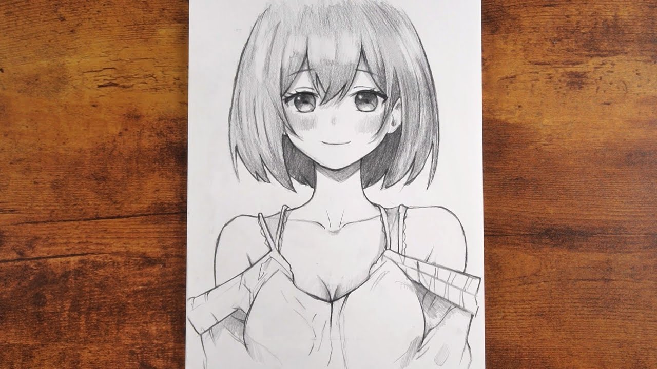 EASY Anime Girl Hair & Clothes Drawing Tutorial (Bob Cut & Tank Top Sketch)
