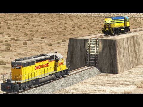Two Trains vs Unfinished Railway | Trains Accidents – BeamNG.Drive