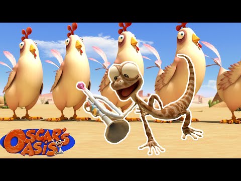 Oscar Learns to Play The Trumpet for The Chickens + More Oscars's Oasis Cartoons For Kids