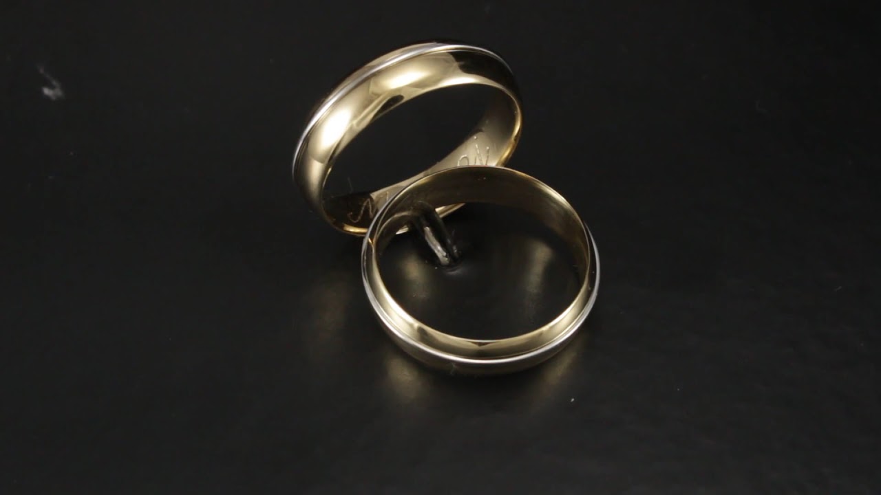 Alianças de Ouro 18k com Filete de Ouro Branco