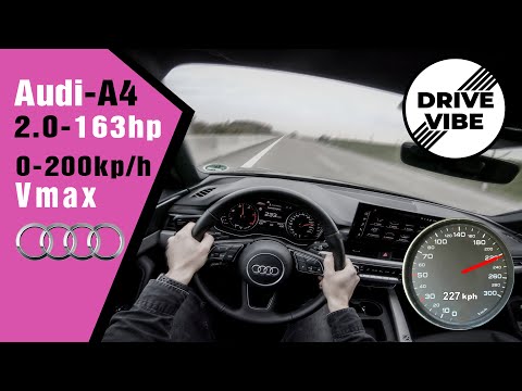 [4k] Audi A4 -35tdi (2020) 163hp - POV - 0-100 - 100-200kph Autobahn - Vmax - TopSpeed