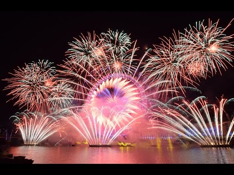 LONDON NEW YEAR'S FIREWORKS 2016 HD complete show incl singing Auld Lang Syne