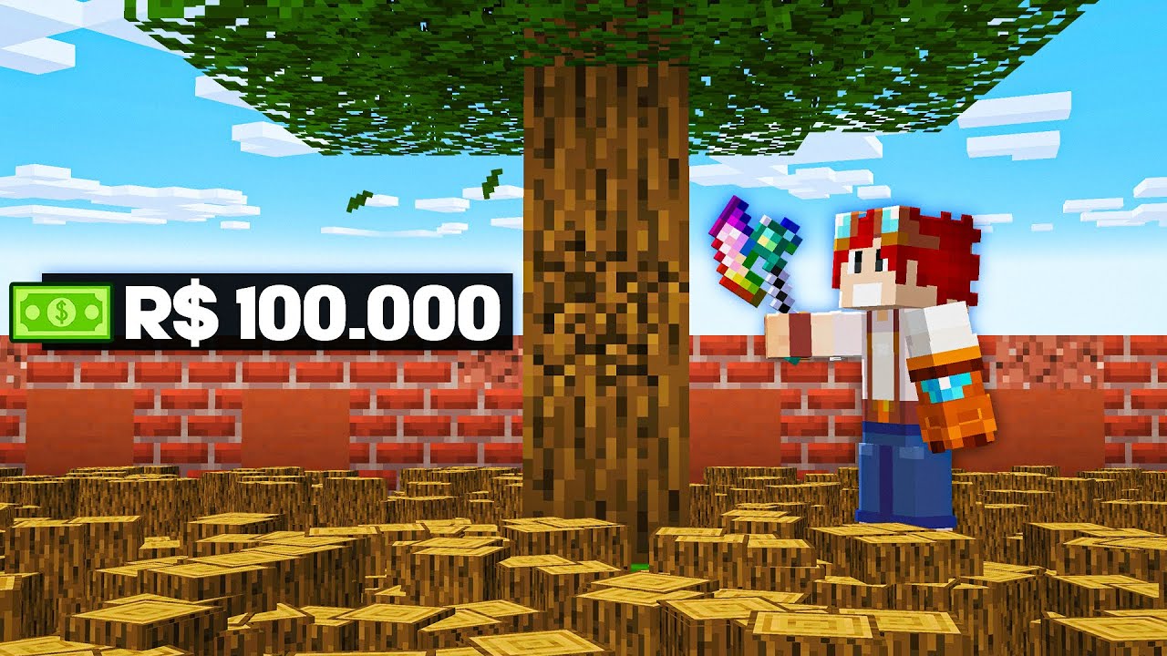 fiquei RICO só CORTANDO MADEIRA no minecraft