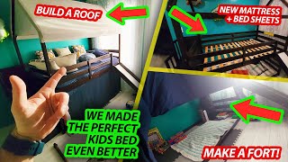 Kid Room Makeover and How to build a Kids Fort and See Through Roof on your Kids Bunk Bed