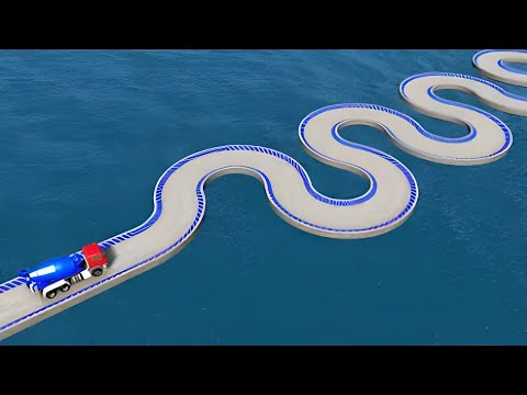Impossible Snake Shape Bridge Crossing Cars VS Deep Water || BeamNG.Drive || PC gameplay