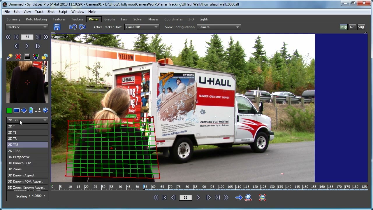 Using 2D Planar Trackers as Moving Masks in SynthEyes