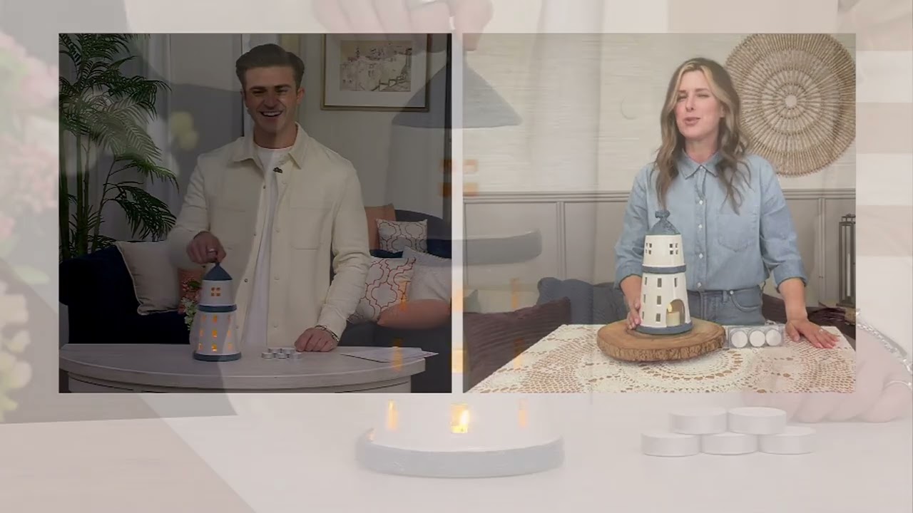 Home Reflections Earthenware Lighthouse w/ 6pc Tealights on QVC