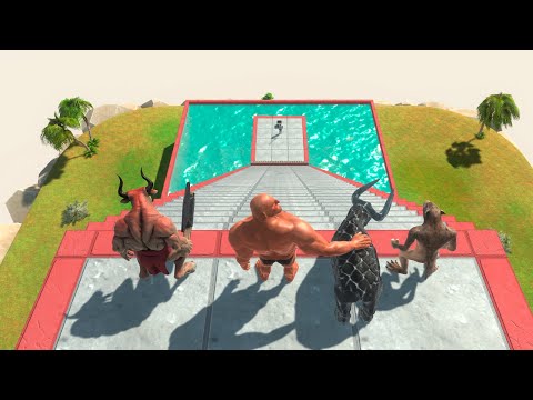 Falling Down The Stairs Into The Shark Pool - Animal Revolt Battle Simulator