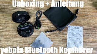 yobola Bluetooth Kopfhörer, Kopfhörer Kabellos 5.0 24H Playtime 3D Stereo HD Unboxing und anleitung