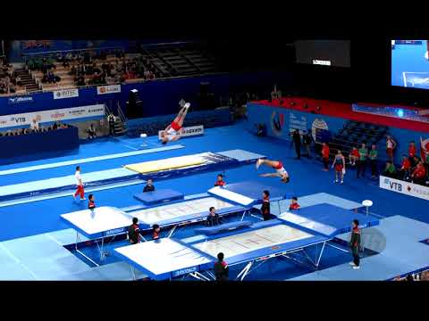 Azerbaijan (AZE) M - 2019 Trampoline Worlds, Tokyo (JPN) - Qualification Synchro R2