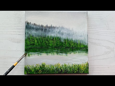 Misty Lake Painting | How to Create a Beautiful Misty Lake Landscape Scenery with Acrylic Paint