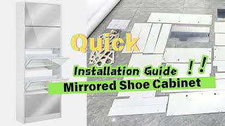 Fast Assembly: Stylish Mirror Shoe Cabinet | Modern Home Must-Have