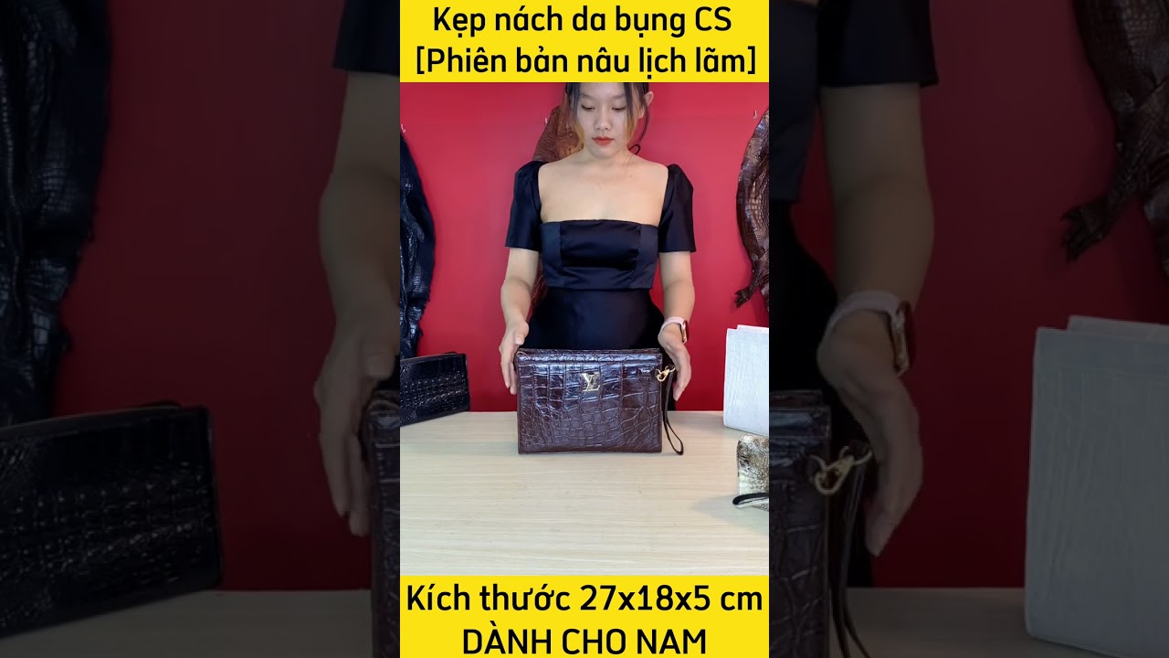 Clutch nam cầm tay [DA BỤNG CÁ SẤU PHIÊN BẢN MÀU NÂU LỊCH LÃM]