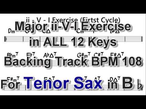 Major ii-V-I Exercise in ALL 12 keys - Backing Track for Tenor Sax, BPM 108
