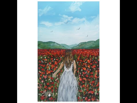 Women in a flower field painting 🌷🌺 #shorts #shortsvideo #art #artist #artwork #painting #artvideo