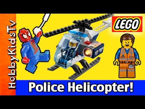 Spider-Man Emmet LEGO City Police Museum Break-in 60008 Helicopter Build by HobbyKidsTV