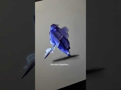 Samurai fighting pen sketch animation #shorts #animedrawing