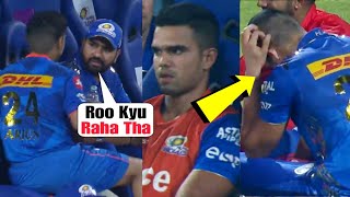 Rohit Sharma talk to Arjun Tendulkar after seeing him crying in dugout during MI vs DC IPL 2023