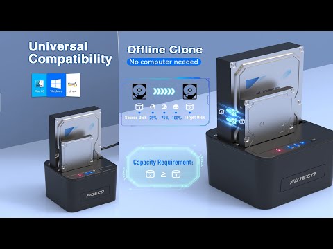 FIDECO Hard Drive Docking Station, USB 3.0 SATA HDD Docking Station for 2.5 & 3.5 inch SATA HDD/SSD