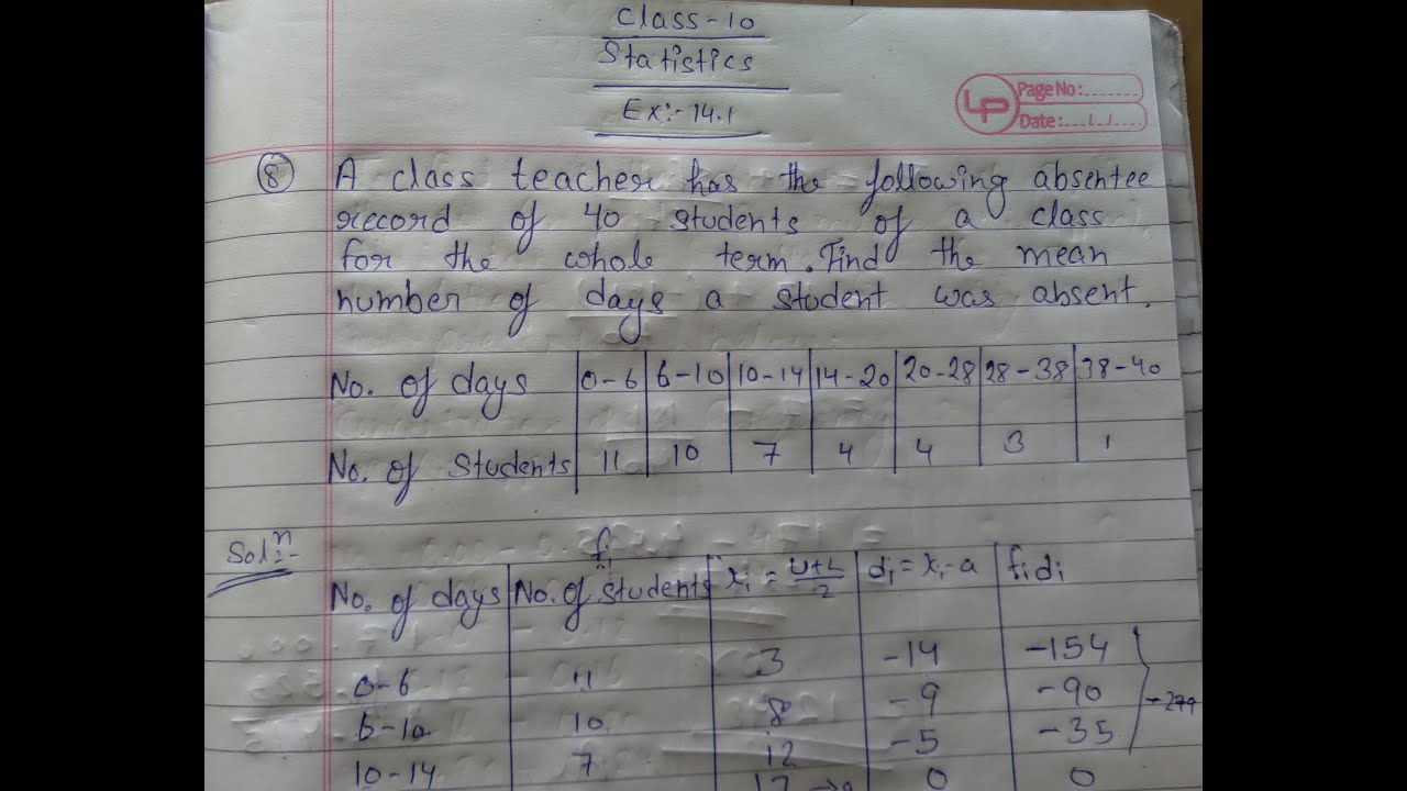 Watch video A class teacher has the following absentee record of 40 students of a class for the whole term. Now A class teacher has the following absentee record of 40 students of a class for the whole term.