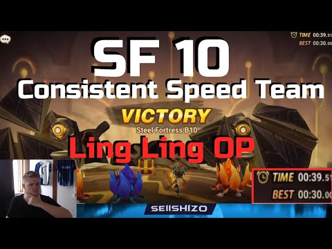 SF 10 Steel Fortress - Ling Ling, 30sec AVG 38-46 Consistent Speed Teams, F2p teams  - Summoners War