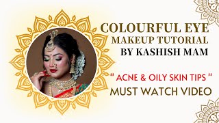 Colourful Bridal EYE Makeup | BASIC TO ADVANCE MAKEUP TUTORIAL FOR BEGINNERS  | @pkmakeupstudio