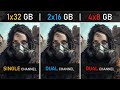 1x32GB vs 2x16GB vs 4x8GB RAM | Single vs Dual Channel | 1080P, 1440P and 4K Tests