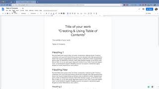Google Docs Headings, Table Of Contents & Print to .PDF