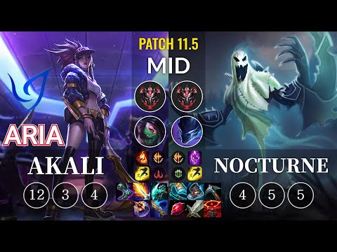 CGA Aria Akali vs Nocturne Mid - KR Patch 11.5