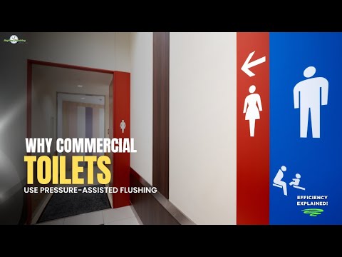 Part of a video titled Why Commercial Toilets Use Pressure-Assisted Flushing - YouTube